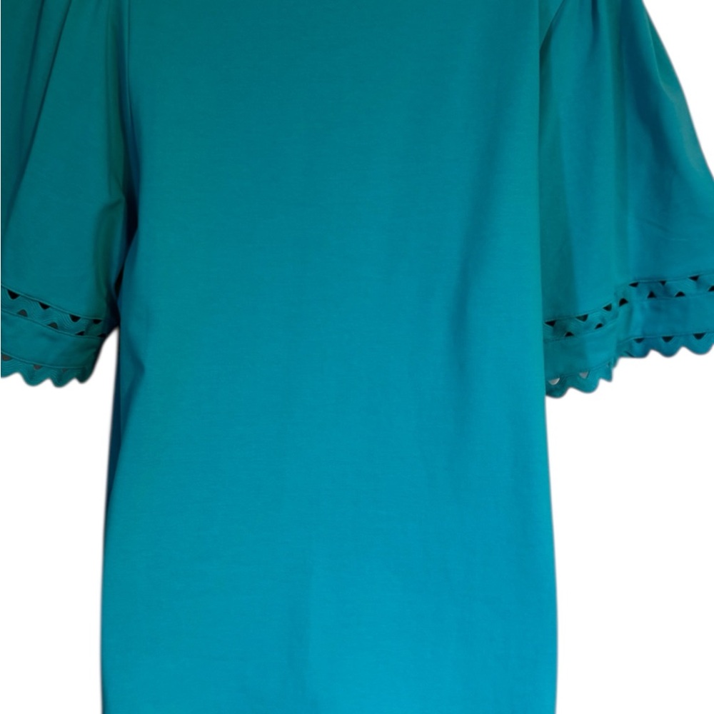 NWT RETAIL: $70  Chico's Teal Eyelet-Trim Top  LARGE      #K - Picture 4 of 8